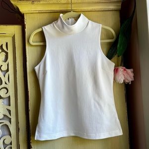 Sleeveless, White Mock Neck Top. Boston Proper. Sz S. Set (sold separately).